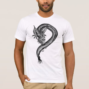 Camiseta Design de dragão preto e branco