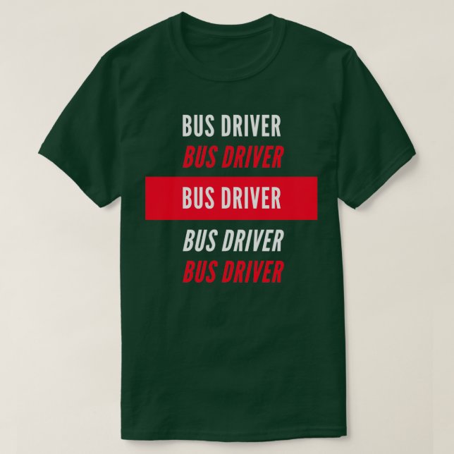 Camiseta Design de driver de barramento vermelho e branco (Frente do Design)