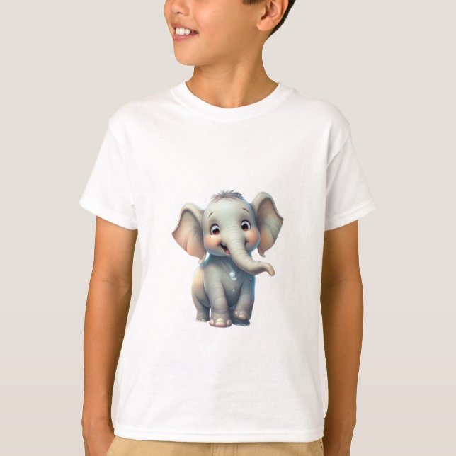 Camiseta design de Elefante para Bebês Adorável (Frente)