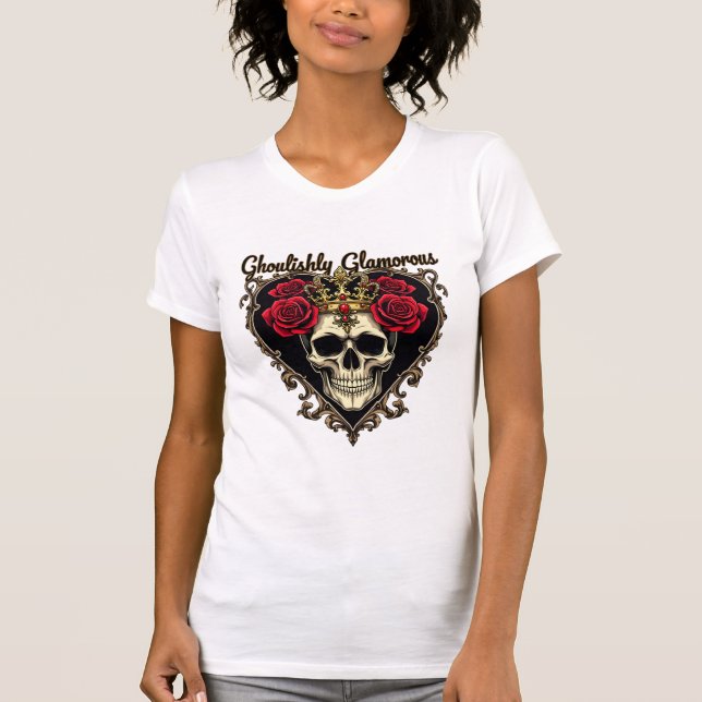 Camiseta Design de Elegância Halloween Ghouly Glamorous (Frente)