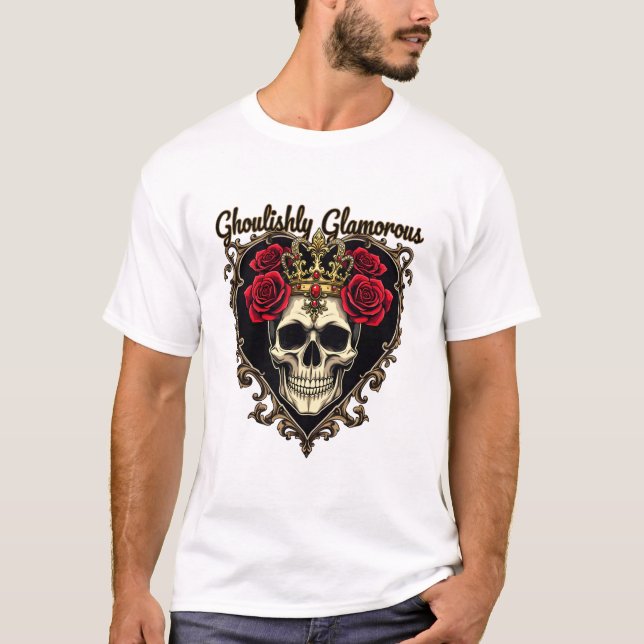 Camiseta Design de Elegância Halloween Ghouly Glamorous (Frente)