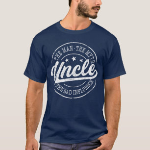 Camiseta Design de emblema de má influência do tio homem mi