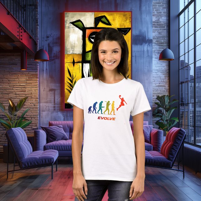 Camiseta Design de Enterrada Silhueta Evolução do Basquete (Criador carregado)