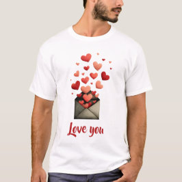 Camiseta Design de Envelope do Amor de São Valentim