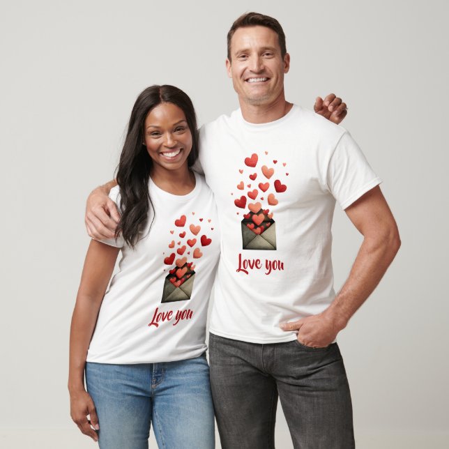 Camiseta Design de Envelope do Amor de São Valentim (Unissex)