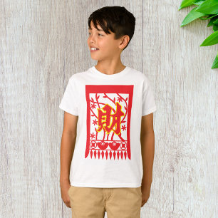 Camiseta Design de Envelope Vermelho Chinês com Símbolo de
