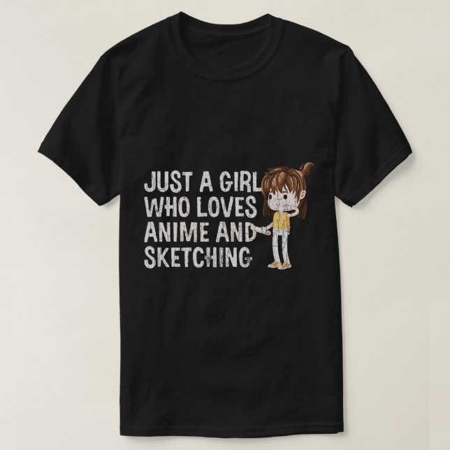 Camiseta Design De Esboço De Animes Engraçado Para Meninas  (Frente do Design)