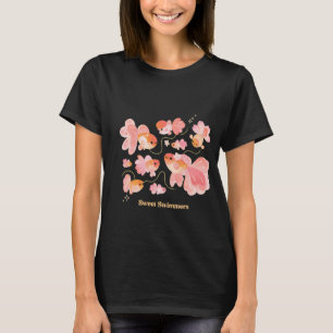 Camiseta Design de Escola de Peixes Dourados Pastel Kawaii