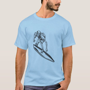 Camiseta Design de esqueleto do surf do vintage do surfista