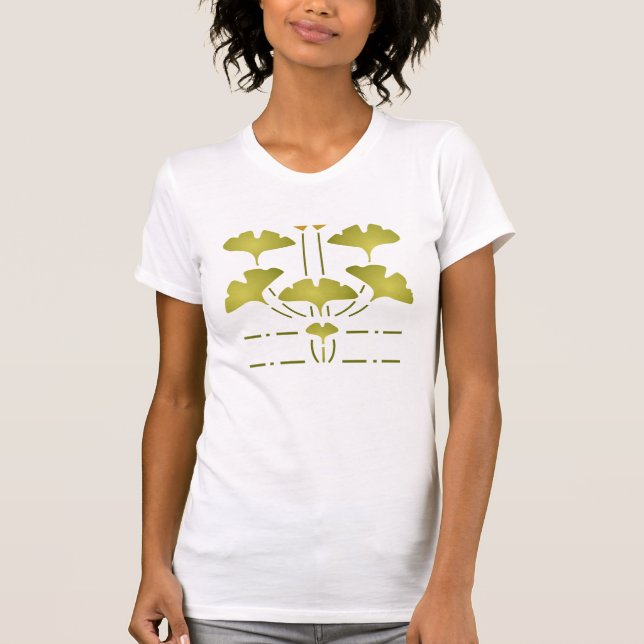 Camiseta design de Estêncil "Ginkgo Frieze" por Helen Foste (Frente)