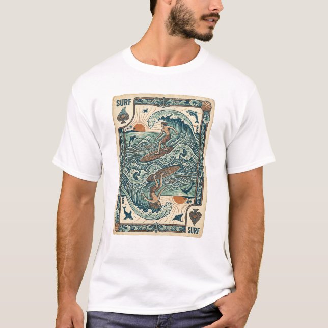Camiseta design de estilo de carta de baralho ás de surfe (Frente)