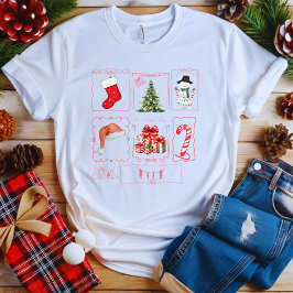 Camiseta Design de Estilo de Colagem de Natal Bonito