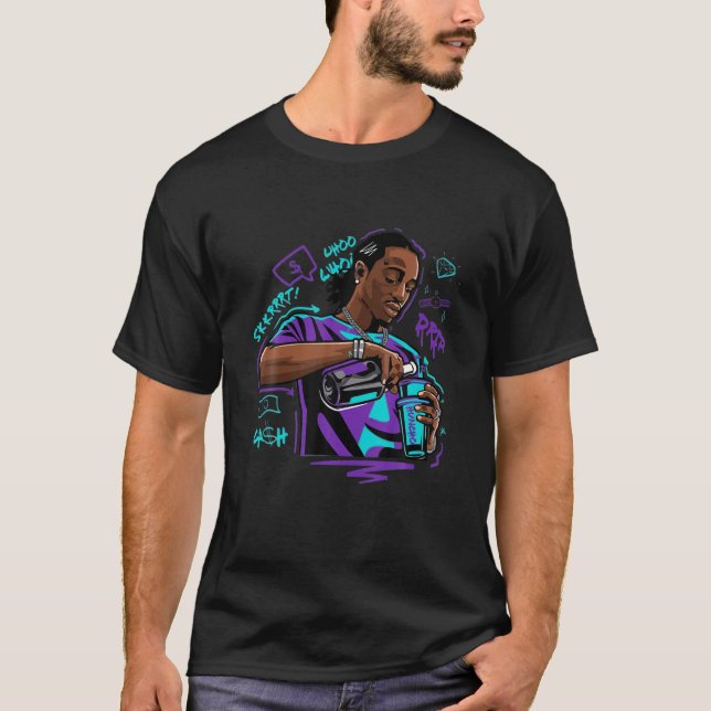 Camiseta Design de Estilo de Rua Homem Bebe Algo Colab Sho (Frente)
