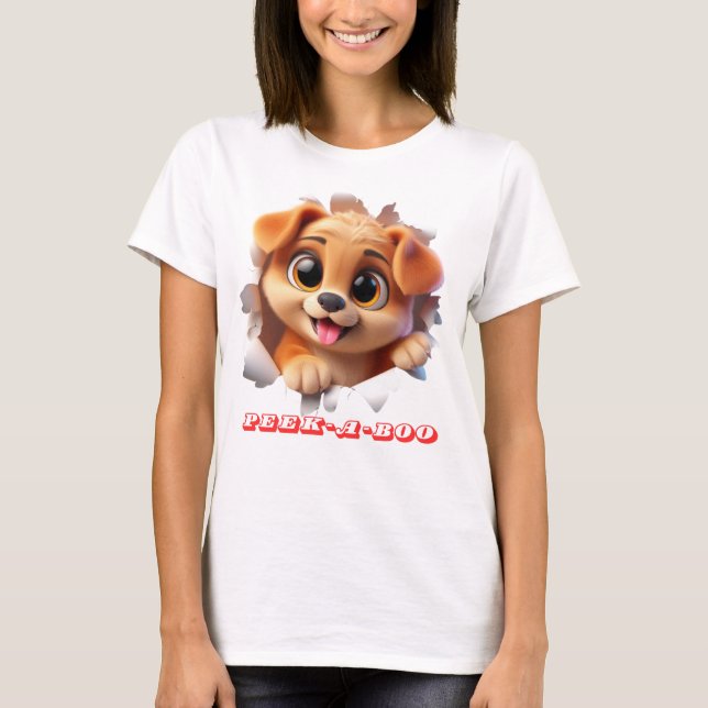 Camiseta Design de estimação do estilo Peek-A-Boo 3d para m (Frente)