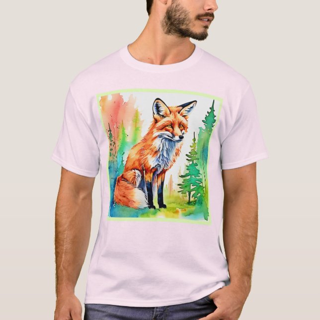 Camiseta Design de Exibição de Fox da Floresta (Frente)