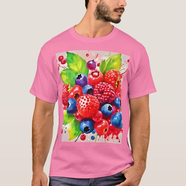 Camiseta Design de Explosão de Frutas Vermelhas de Verão (Frente)