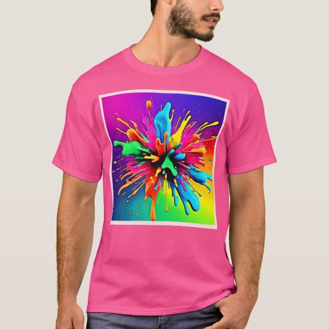 Camiseta Design de Explosão de Tinta Vibrante (Frente)