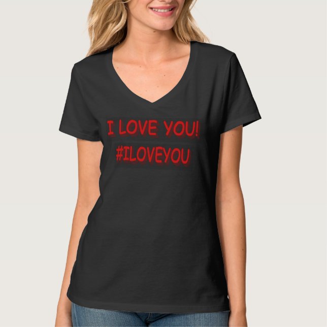 Camiseta Design de Expressão Bonita "EU TE AMO!". Comprar A (Frente)