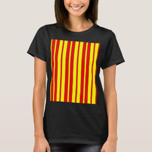 Camiseta Design de faixas vermelhas e amarelas