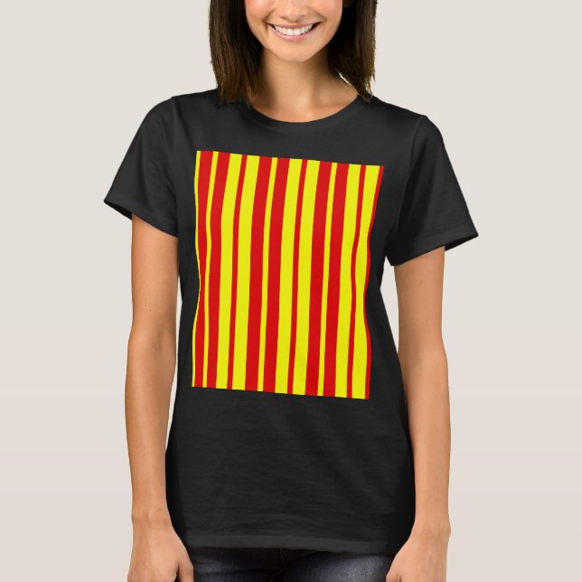Camiseta Design de faixas vermelhas e amarelas (Frente)