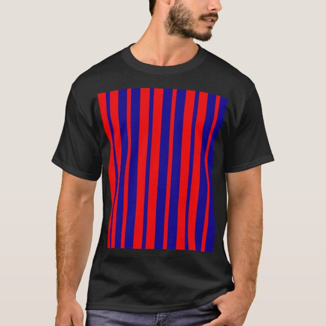 Camiseta Design de faixas vermelhas e azuis (Frente)