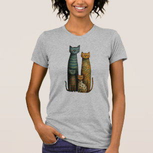 Camiseta Design de Família de Gatos da Arte Popular Sem Imp