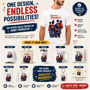Camiseta Design de Família Super-Herói   Presente de Famíli