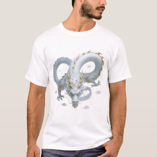 Camiseta Design de Fantasia Artística de Dragão em Ouro Bra