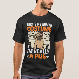 Camiseta Design de Fantasia Humana de Pug Engraçado de Hall