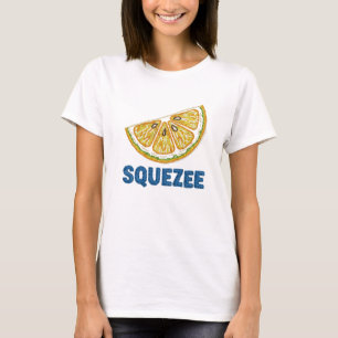 Camiseta Design de Fatia de Limão Costurado SQUEEZE