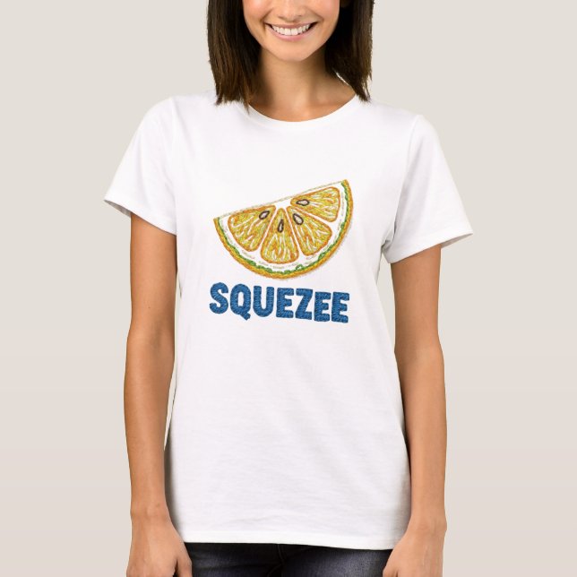 Camiseta Design de Fatia de Limão Costurado SQUEEZE (Frente)
