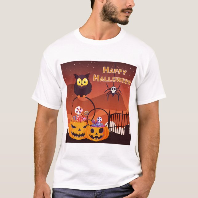 Camiseta Design de Feliz Halloween Muito Bonito (Frente)