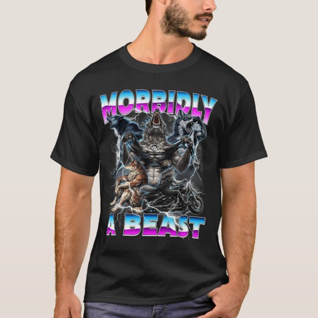Camiseta Design de fera mórbida meme de lobo alfa engraçado (Frente)