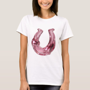Camiseta Design de Ferradura de Vidro Rosa Engraçado