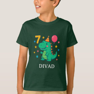 Camiseta Design de festa de aniversário de 7 anos do Dino F