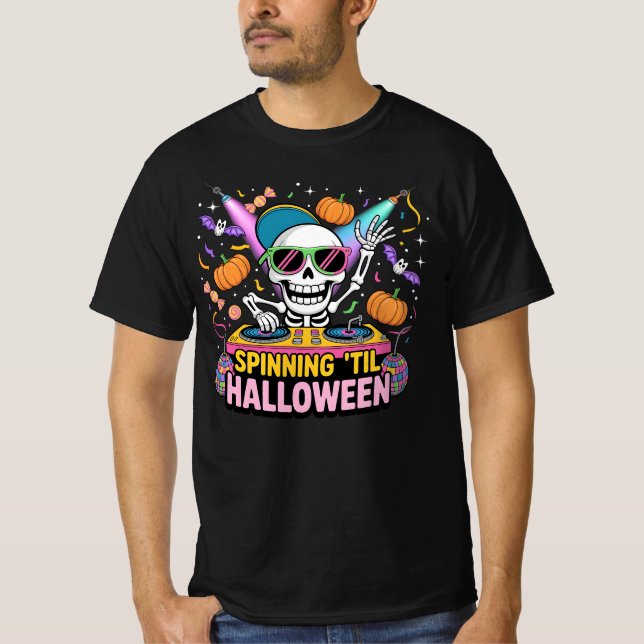 Camiseta Design de Festa de Halloween do Skeleton - (Frente)