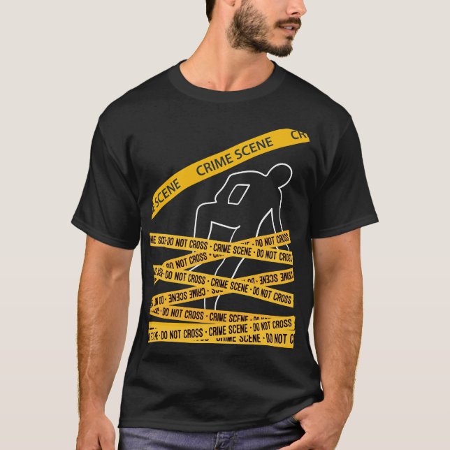 Camiseta Design de Fita de Investigação de Cena de Crime (Frente)