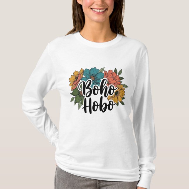 Camiseta Design de flor Boho Hobo (Frente)