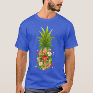 Camiseta Design de Flor de Abacaxi Engraçado Havaiano Para