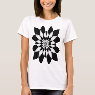 Camiseta Design de Flor Preto e Branco Verificado