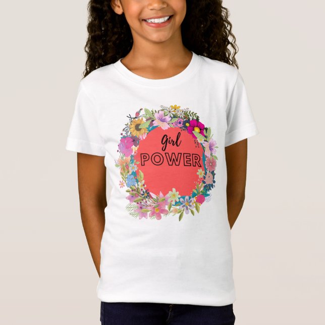 Camiseta Design de Floral de Energia Rapariga (Frente)