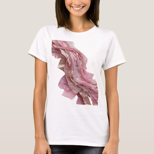 Camiseta Design de FLORES DE TECIDO ROSA E OURO Prateado Es (Frente)