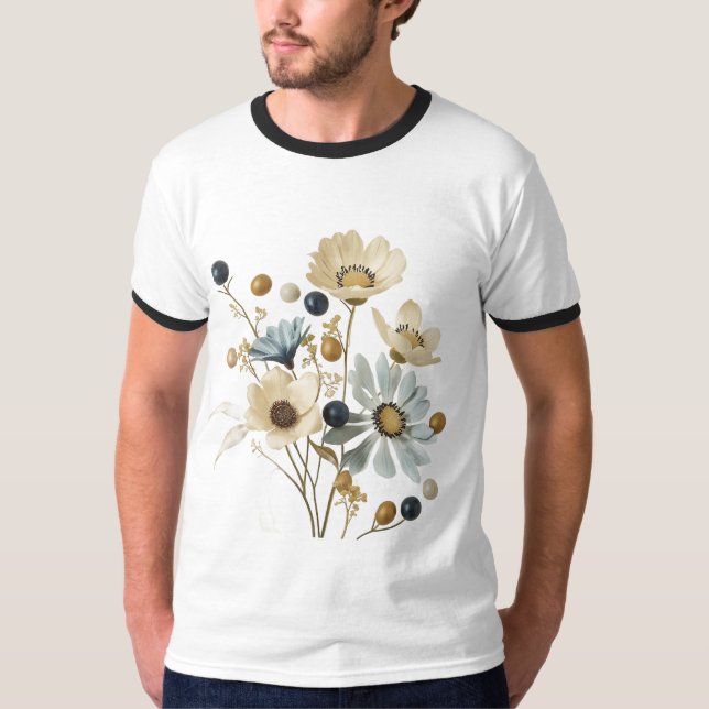 Camiseta Design de Flores minimalista moderno (Frente)