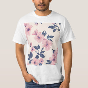 Camiseta Design de Flores Rosa