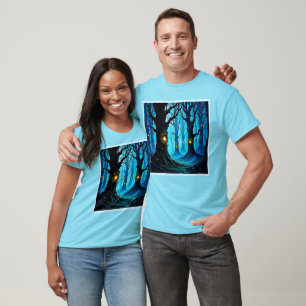 Camiseta Design de Floresta de Olhos de Fantasia Sombria