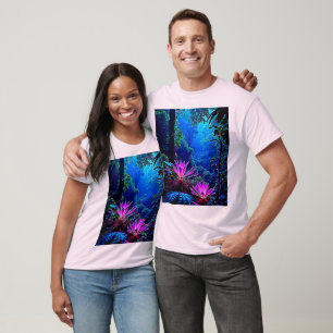 Camiseta Design de Floresta Mística Glowing Jungle