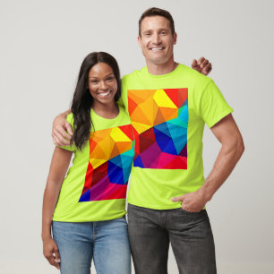 Camiseta Design de Fluxo Geométrico Abstrato Vibrante