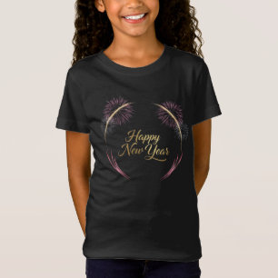 Camiseta Design de Fogos de Artifício Feliz Ano Novo
