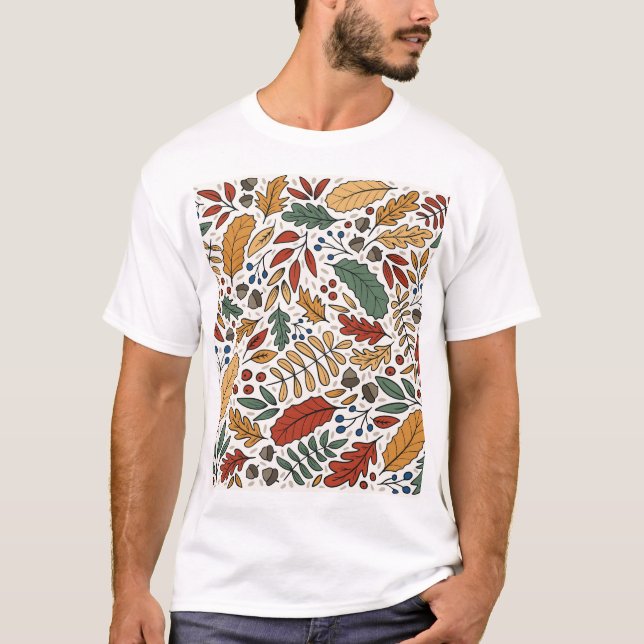 Camiseta Design de Folha de Folha de outono (Frente)