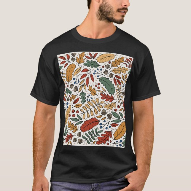 Camiseta Design de Folha de Folha de outono (Frente)
